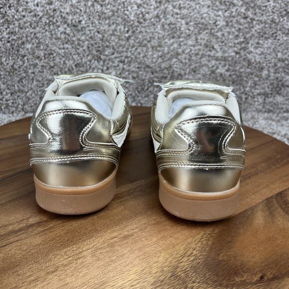 Steve Madden Women's Madrid Sneakers Size 8 Shiny Metallic Gold Shoes - Picture 6 of 12